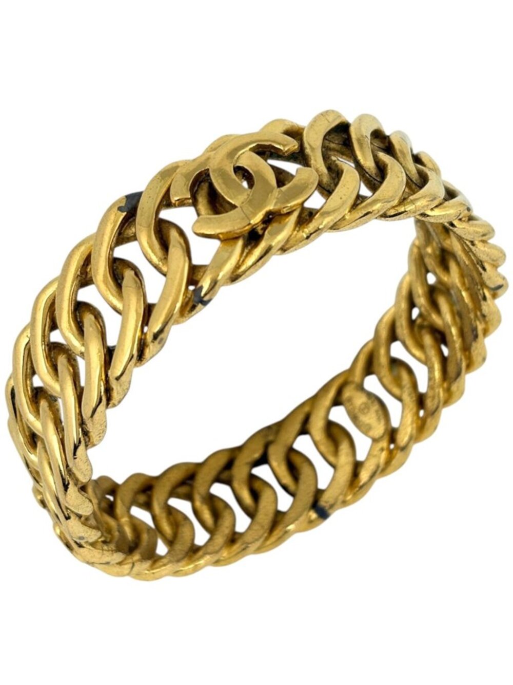 Chanel Bangle CC Logo Gold Plated Bracelet
